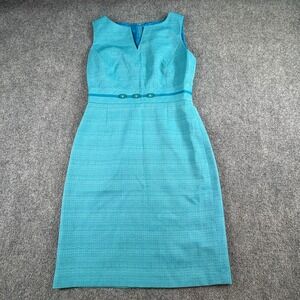 Isabella DeMarco Dress Womens 10 Blue Textured Belted Office Retro Cocktail Work